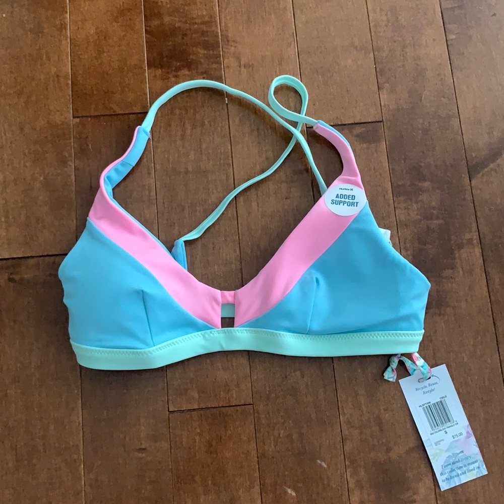 LOVESHACKFANCY X HURLEY COLOR BLOCK BIKINI TOP